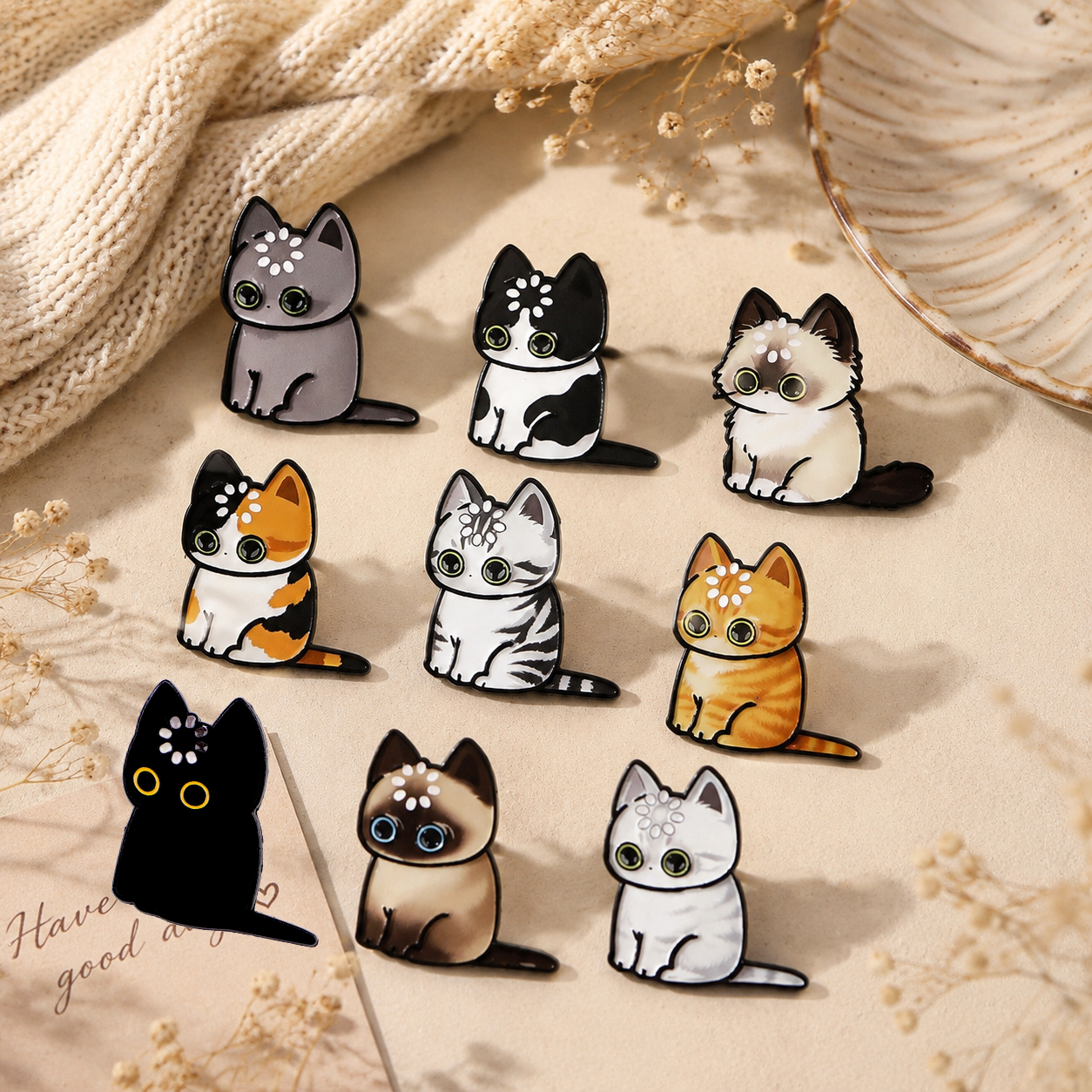 Jewelry Watches For Women - 9pcs/set Cartoon Cats Men Lapel Pins