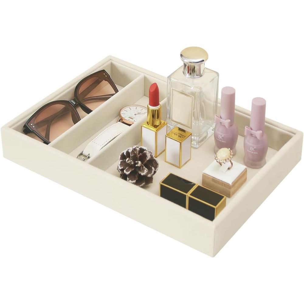 Jewelry Watches & Accessories - Beige 3 Grid Multi-Use Bedside Catchall