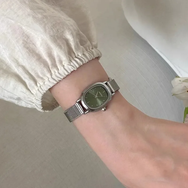 Jewelry Watches For Women - Small Oval Dial Green Watch Simple