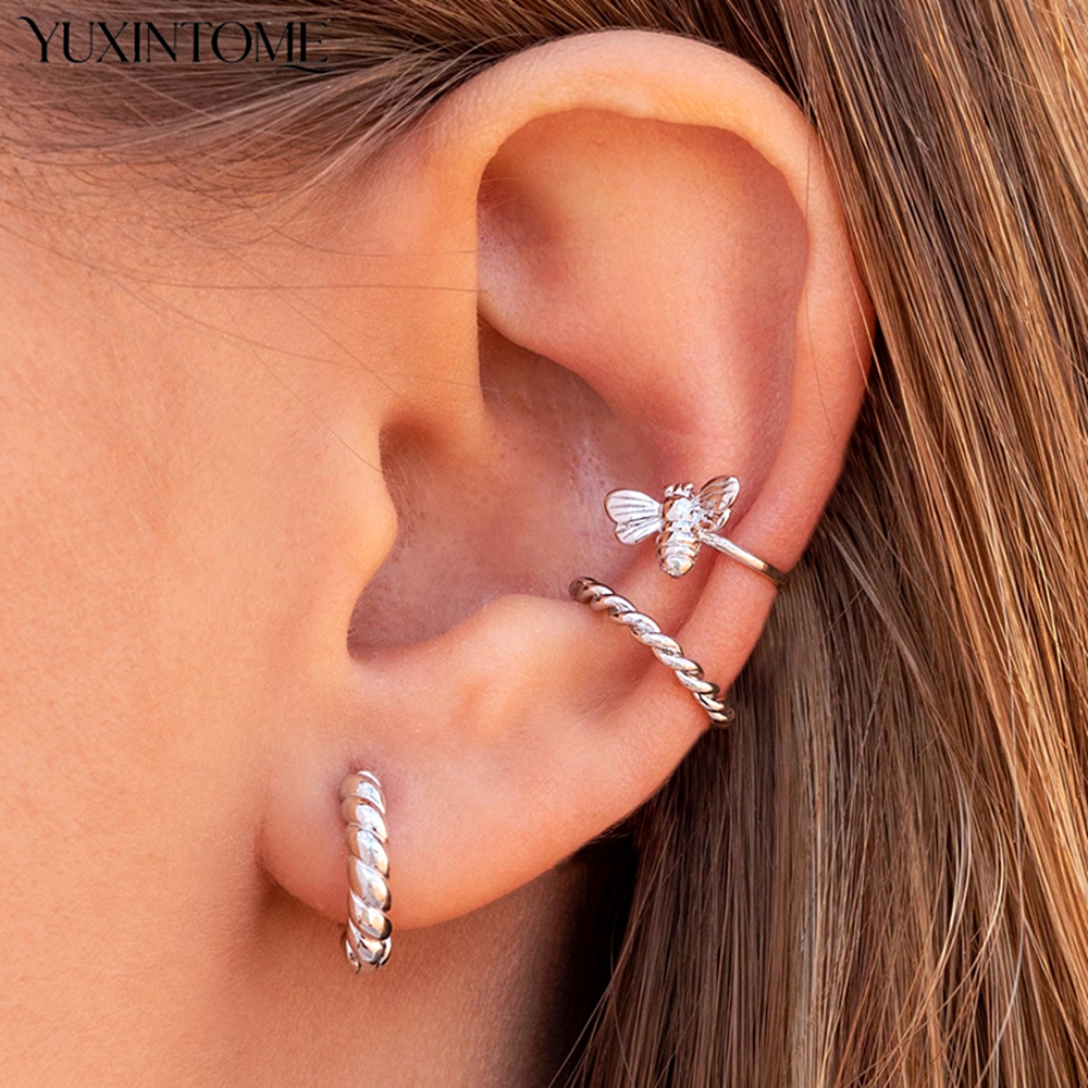 1PC 24k Gold-Plated Silver Spi - Ear Cuff No Piercing ulasan dan harga
