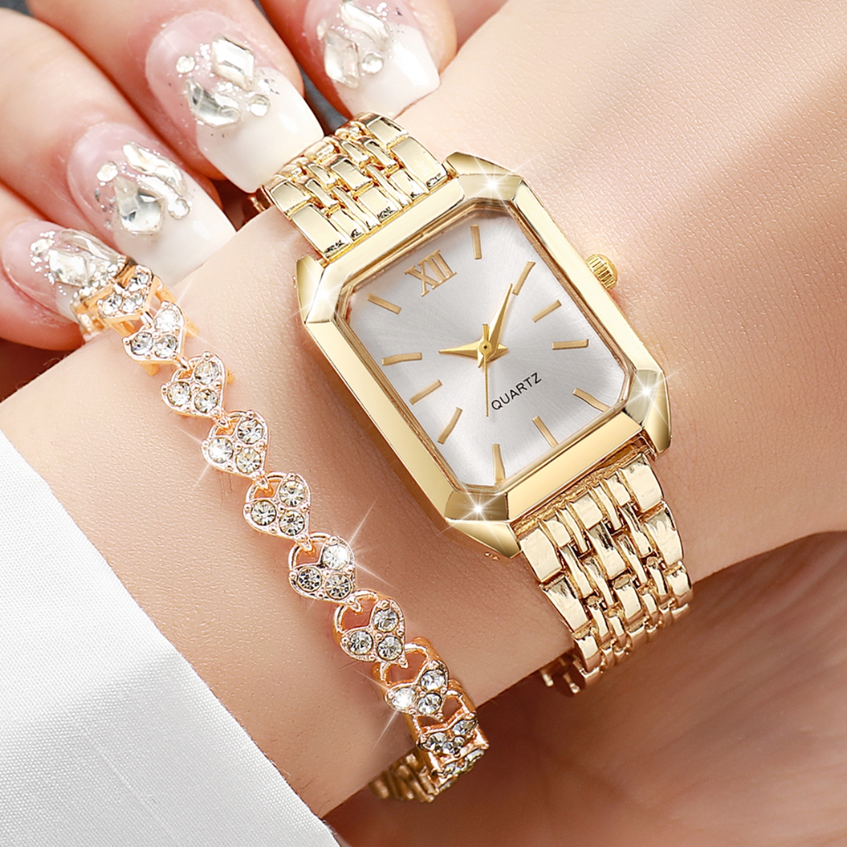 2PCS Fashion Rectangle Women Q - Jewelry Watches For Women ulasan dan harga