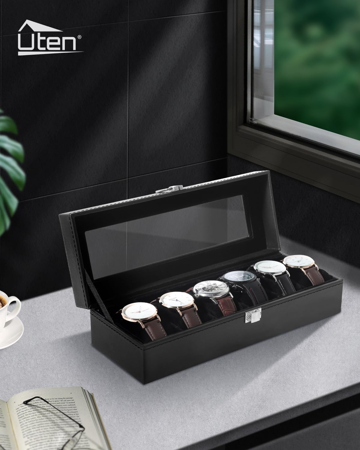 6 Slot Watch Box with Glass Li - Jewelry Watches For Women ulasan dan harga