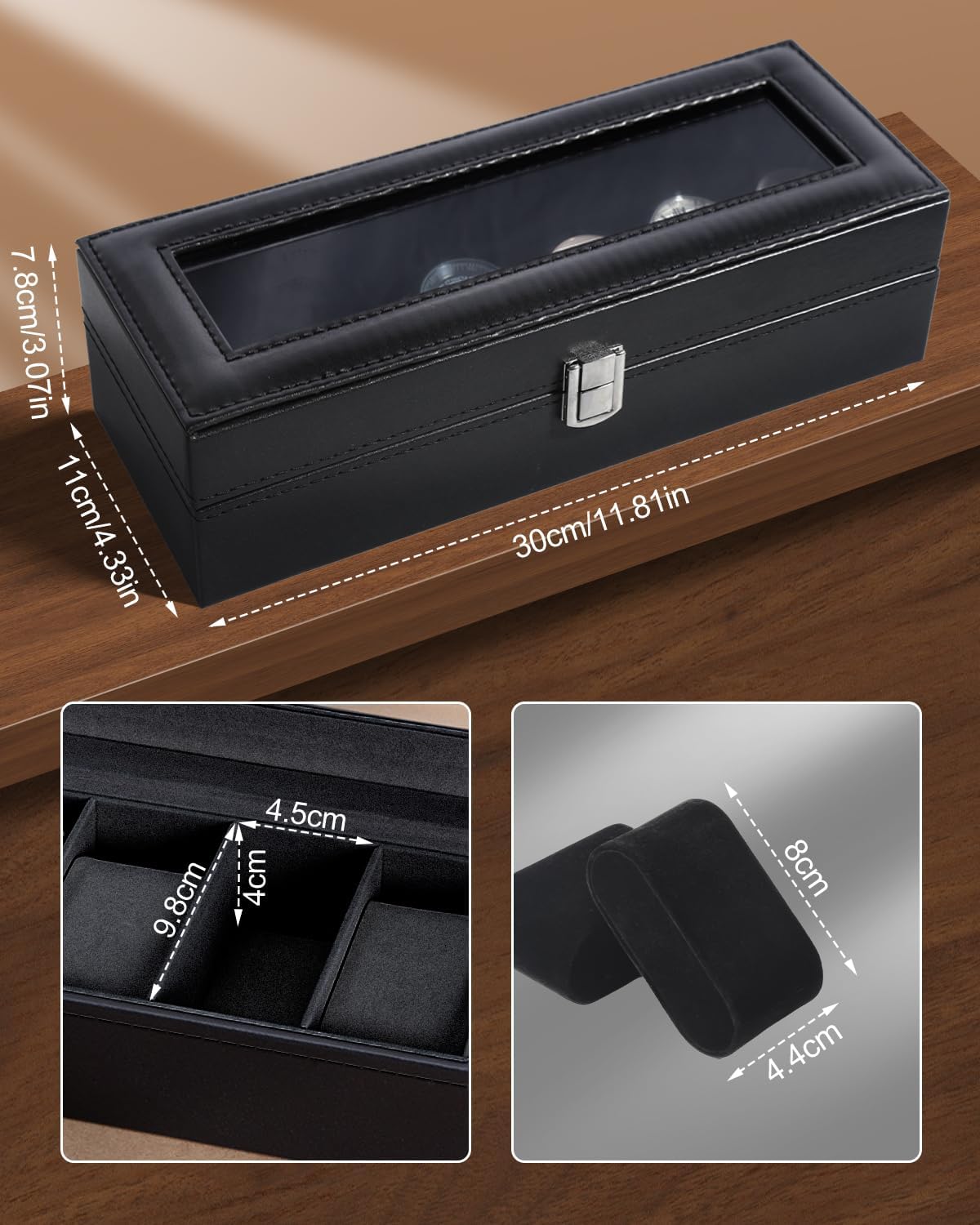 6 Slot Watch Box with Glass Li - Jewelry Watches For Women ulasan dan harga
