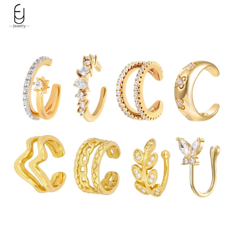 1PC Plated 24K Gold Mono Clip  - Ear Cuff No Piercing ulasan dan harga