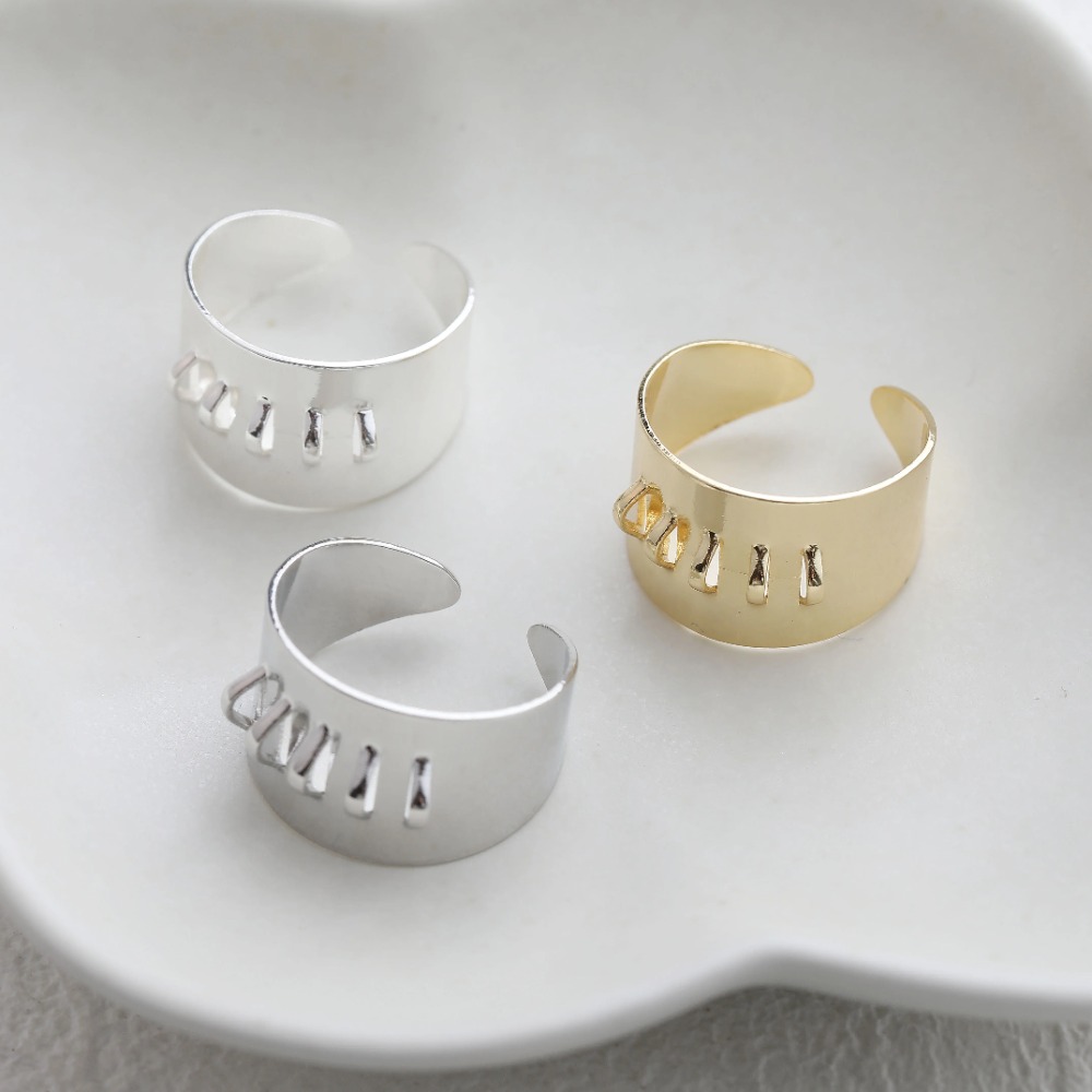4PCS Brass Ring Settings with  - Gold Plated Ring ulasan dan harga