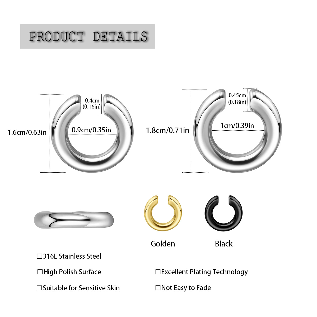 1pc Exaggerated c-Shaped Non-P - Ear Cuff No Piercing ulasan dan harga