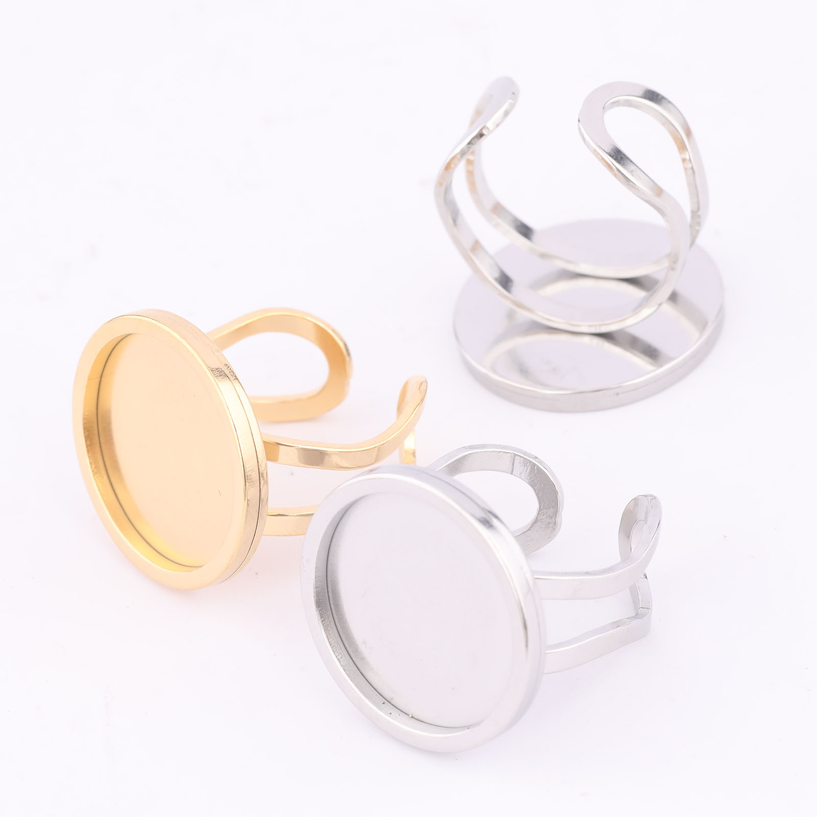 5pcs 18mm Round Cabochon Ring  - Gold Plated Ring ulasan dan harga