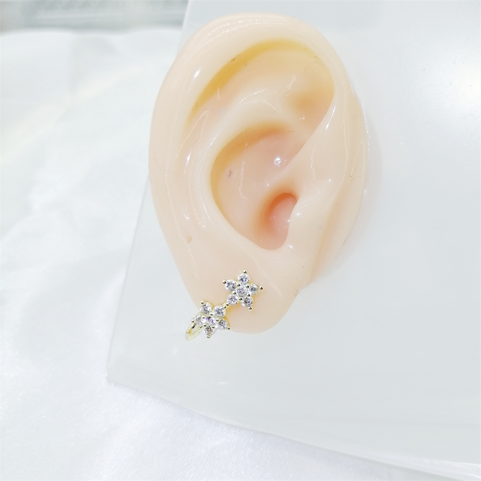 1pc 2 Crystal Flowers Ear Cuff - Ear Cuff No Piercing ulasan dan harga