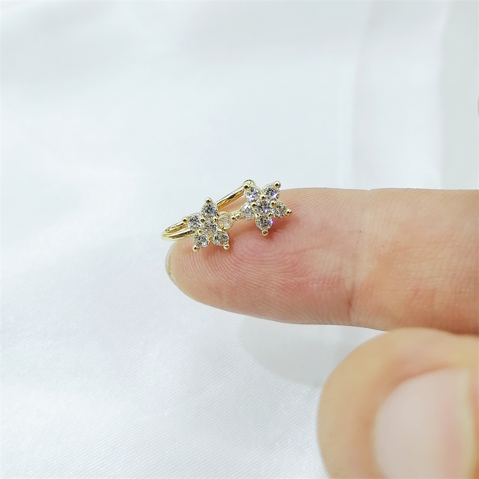 1pc 2 Crystal Flowers Ear Cuff - Ear Cuff No Piercing ulasan dan harga